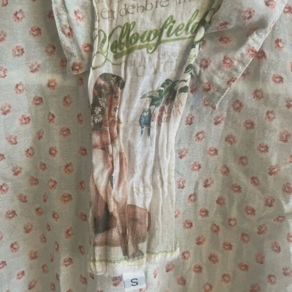 Johnny Was Yellowfields Top w/Flower button detail Vintage size small - Picture 3 of 5